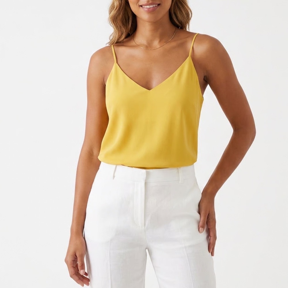 Express Mustard Yellow V-Neck Adjustable Spaghetti Strap Camisole Top Medium